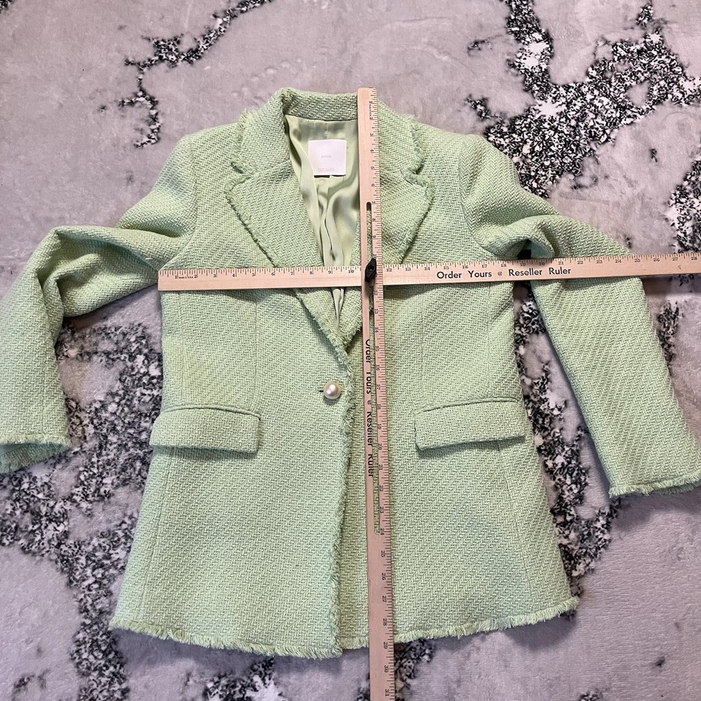 Mango Blazer Womens Size Medium Light Green Tweed… - image 3
